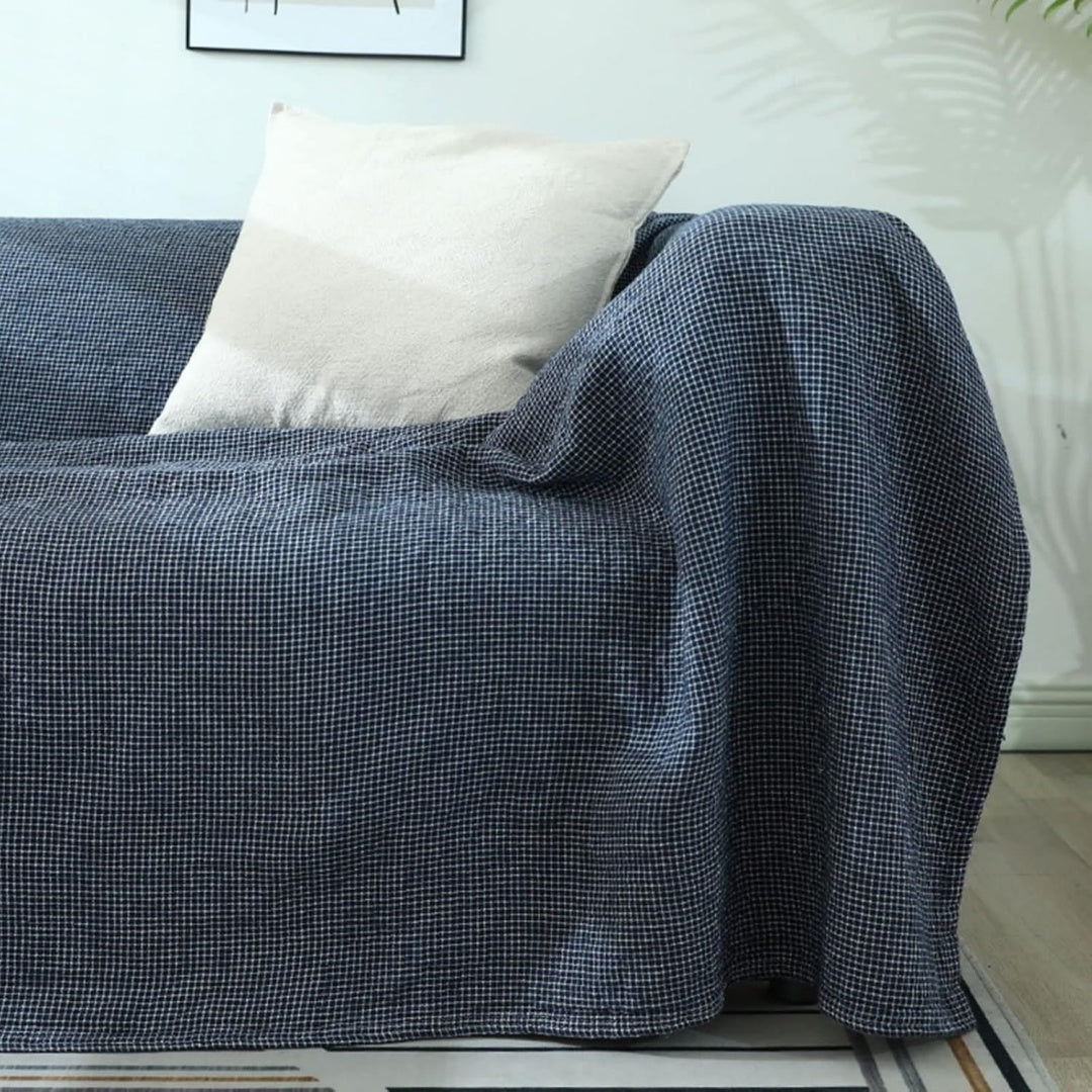 Divano confortevole blu reclinabile rivestimento in tessuto