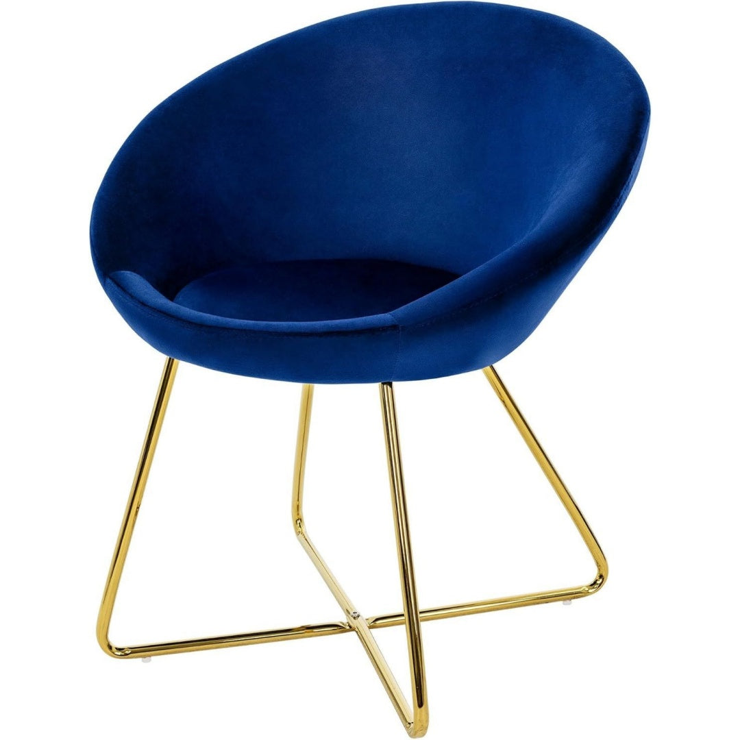 Poltrona da soggiorno con braccioli struttura in metallo blu