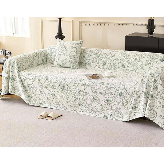 Seduta imbottita KnSam Copripoltrona divano, ciniglia, antiscivolo, verde