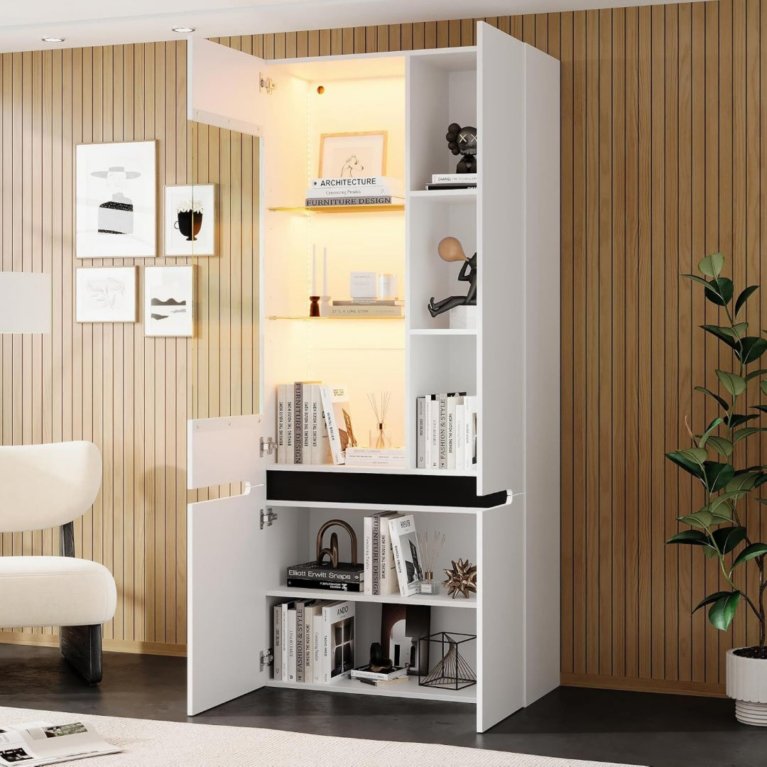 Vetrina contenitore regolabile con illuminazione LED bianco