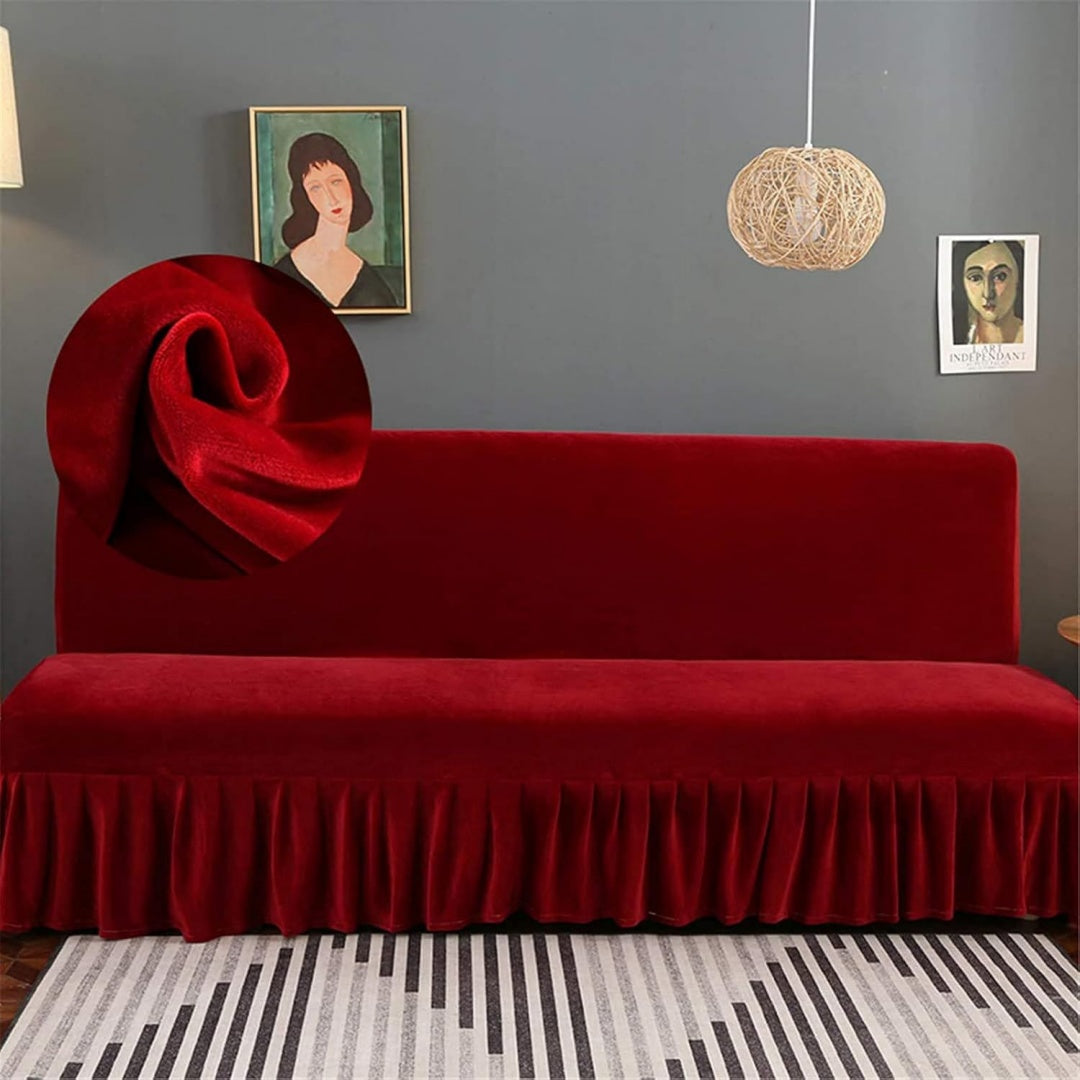 Seduta imbottita Copertura futon velluto senza braccioli rosso