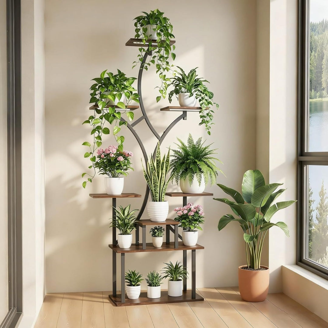 Arredo per soggiorno con ripiani con illuminazione LED naturale