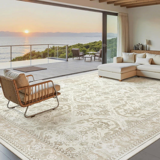 Tappeti di zona con ante stile vintage beige