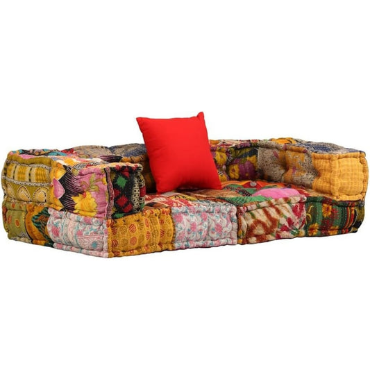 Pouf multifunzione modulare rivestimento in tessuto nero