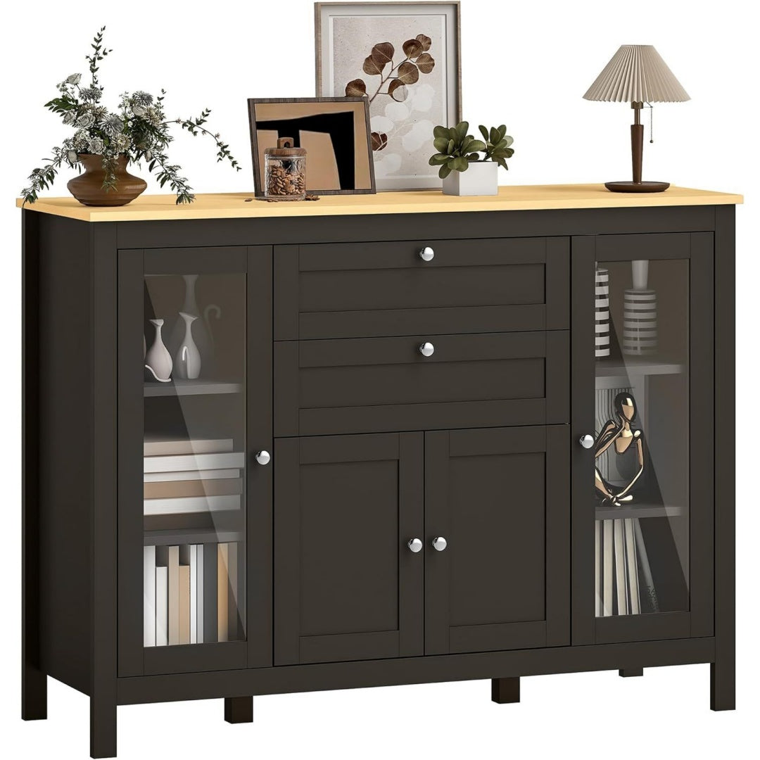 Credenza da soggiorno nero regolabile in MDF