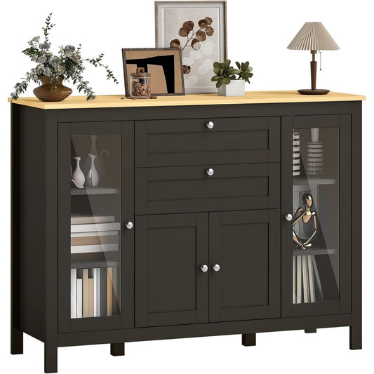 Credenza da soggiorno nero regolabile in MDF